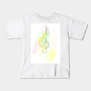 Treble clef, music, fun, funny, musical, art, sketch, watercolor, Kids T-Shirt